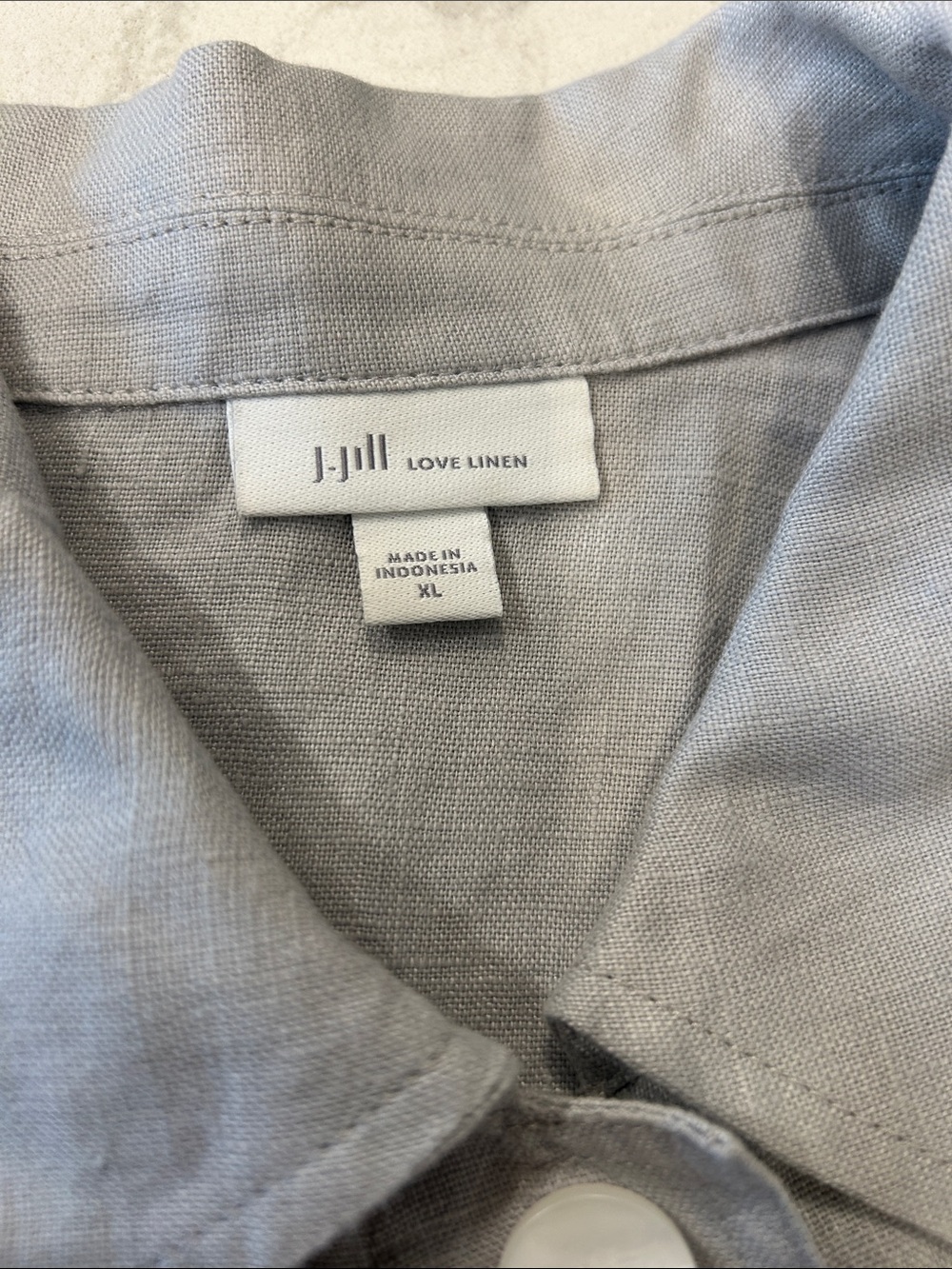 J Jill Love Linen 100% Linen Button Down Shacket Grey Lagenlook Coastal Pockets - Picture 2 of 16